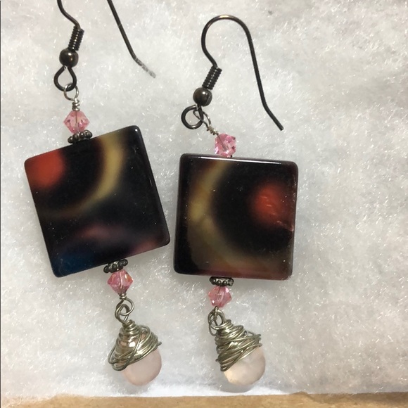 Pierced Earrings Handmade Brown/Yellow/Orange - Picture 1 of 3